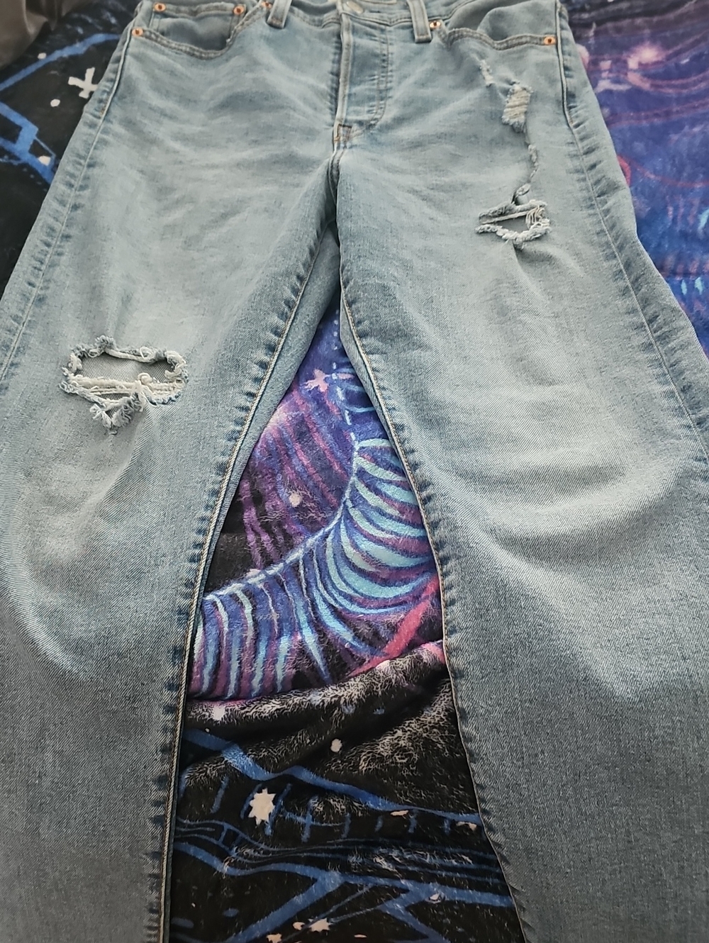 Levis Womens Light Blue Distressed Jeans